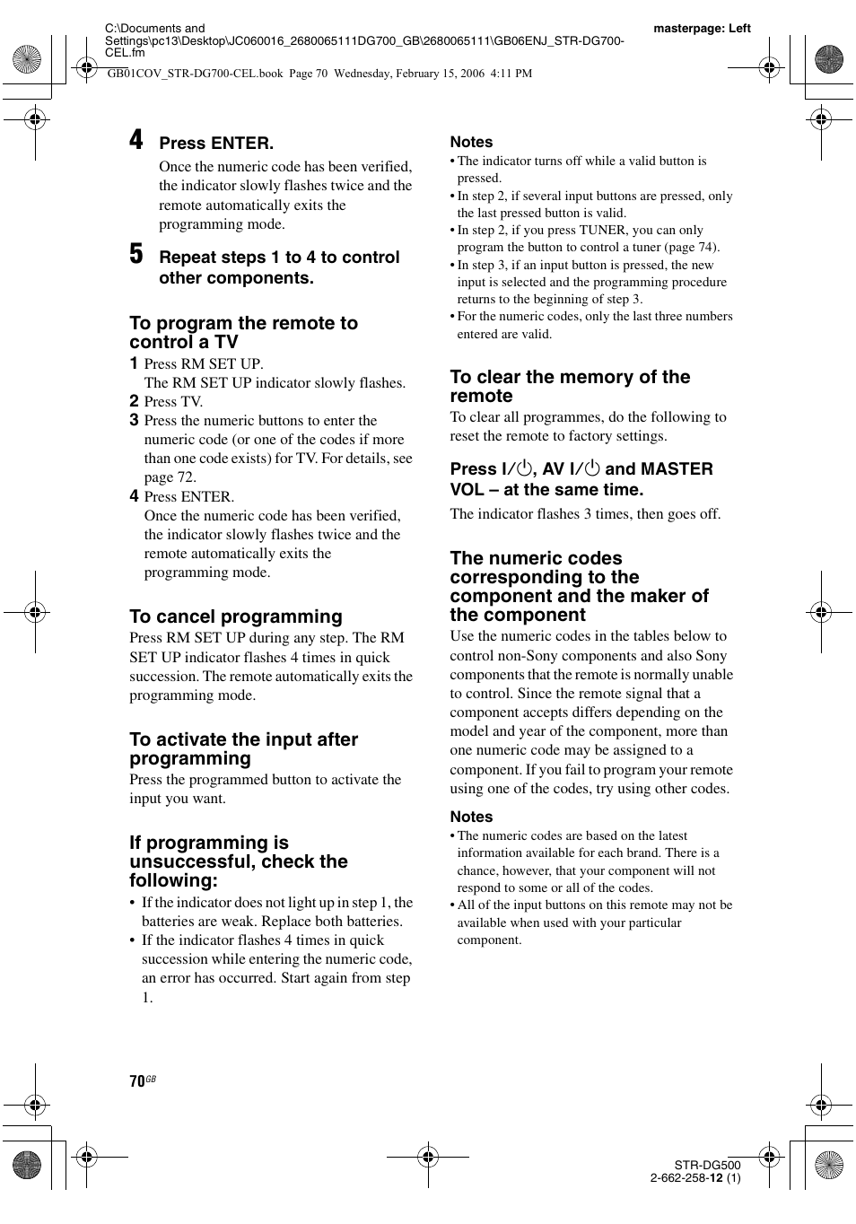 Sony STR-DG700 User Manual | Page 70 / 84