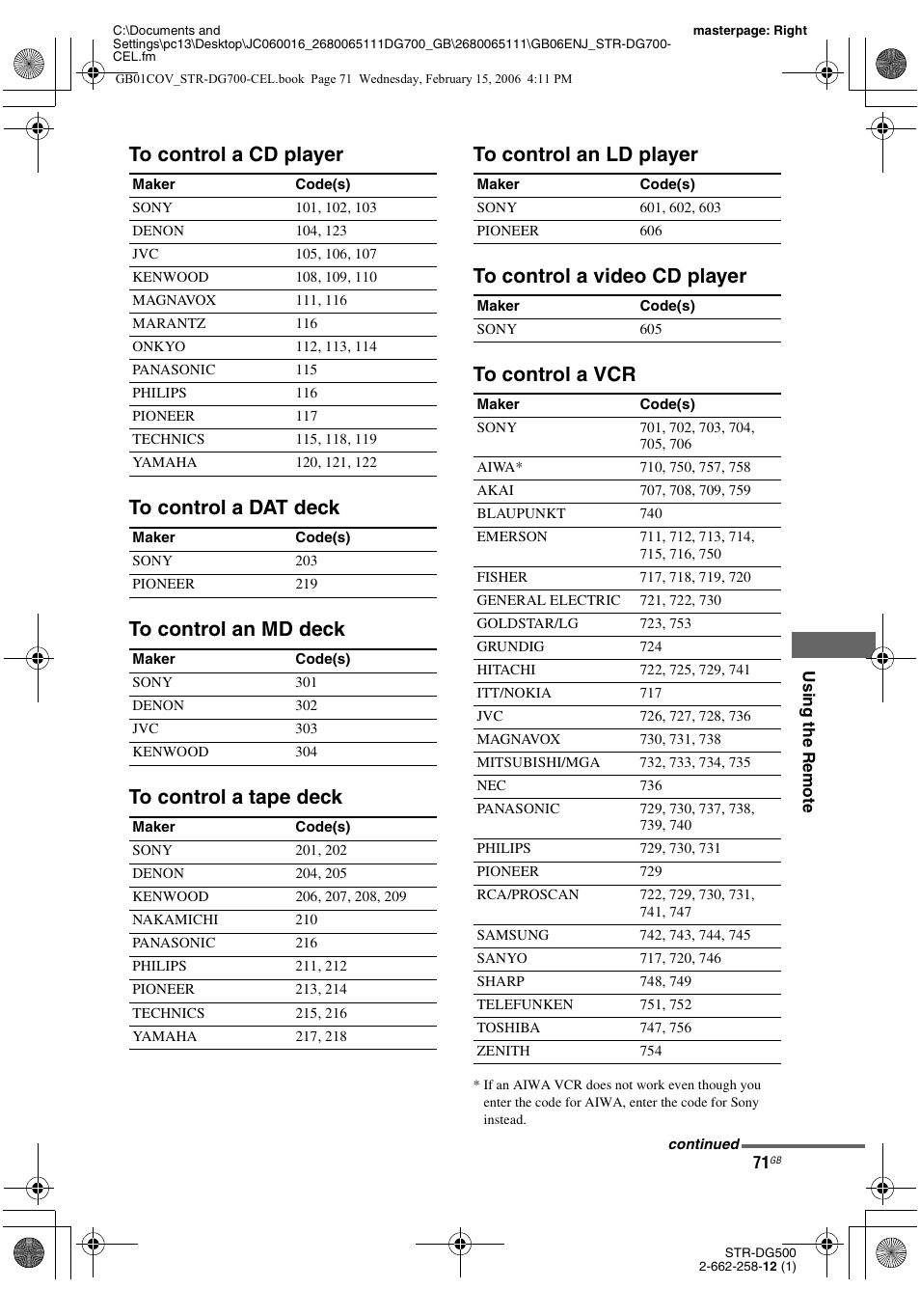 Sony STR-DG700 User Manual | Page 71 / 84