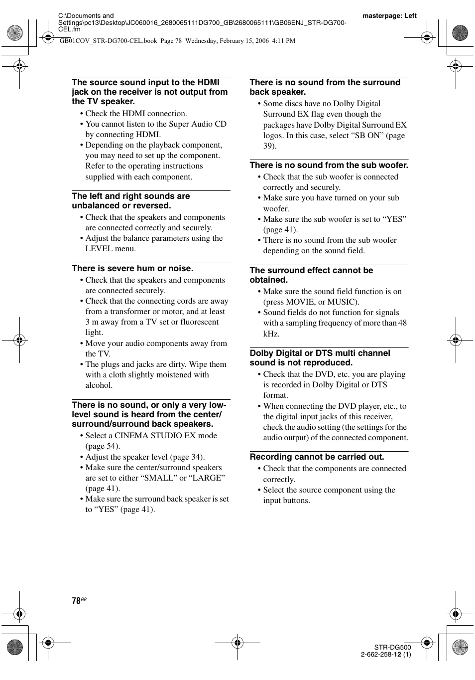 Sony STR-DG700 User Manual | Page 78 / 84