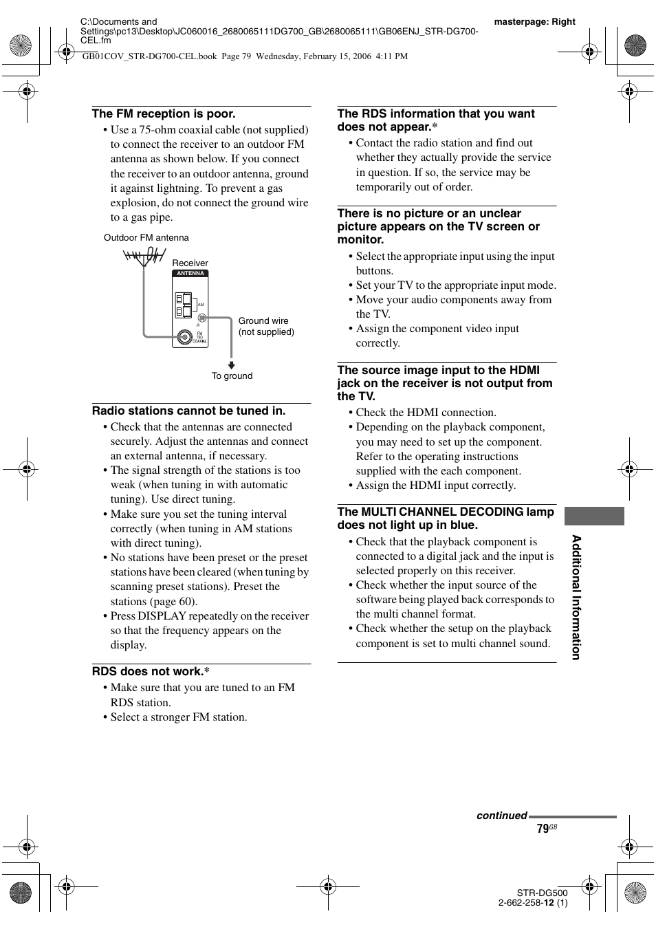 Sony STR-DG700 User Manual | Page 79 / 84