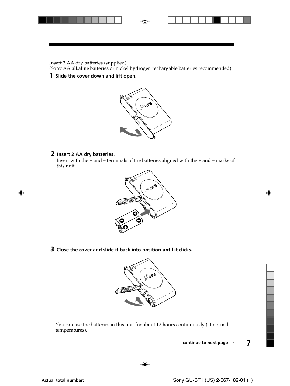 Inserting a battery | Sony ZS-BT1 User Manual | Page 7 / 16