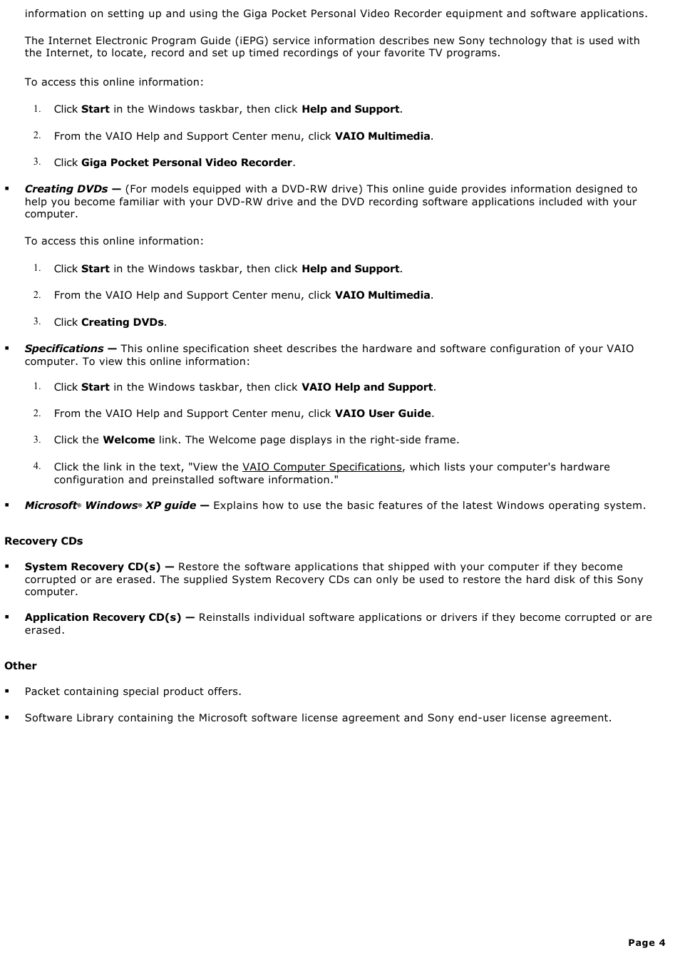 Sony PCV-RX450 User Manual | Page 4 / 119