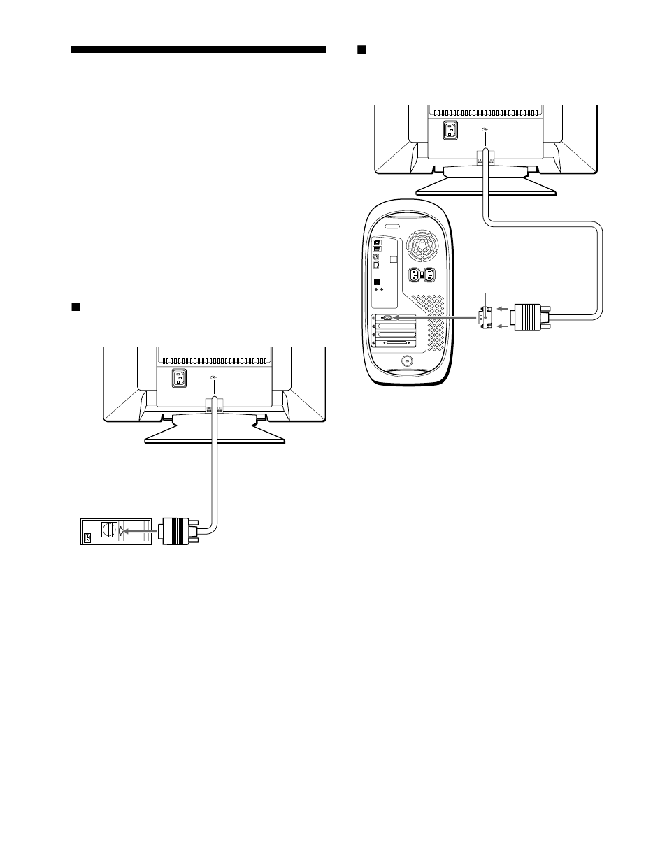 Instalación, Paso 1: conexión del monitor al ordenador, X conexión a un ordenador ibm pc/at o compatible | X conexión a un ordenador macintosh o compatible, Paso 1: con | Sony CPD-E400P User Manual | Page 54 / 132