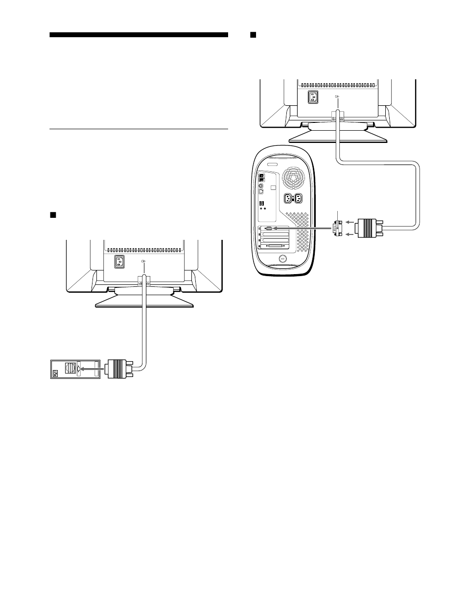 Installazione, Punto 1: collegamento del monitor al computer, Punto 1 | Punto 1:collegamento del monitor al computer | Sony CPD-E400P User Manual | Page 70 / 132