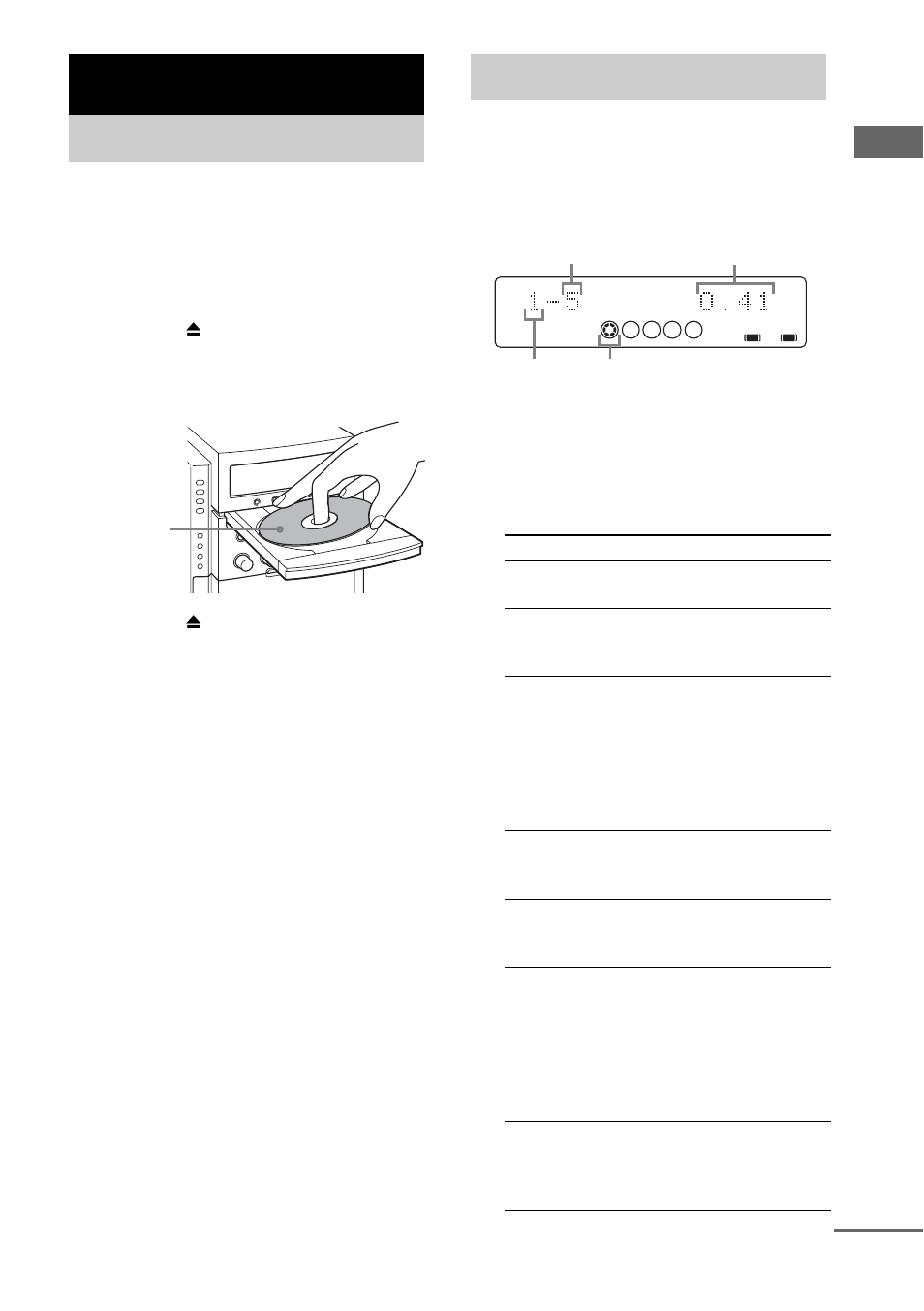 Cd/mp3 – play, Loading a disc, Playing a disc | Normal play/shuffle play, Loading a disc playing a disc | Sony CMT-CP555 User Manual | Page 9 / 36