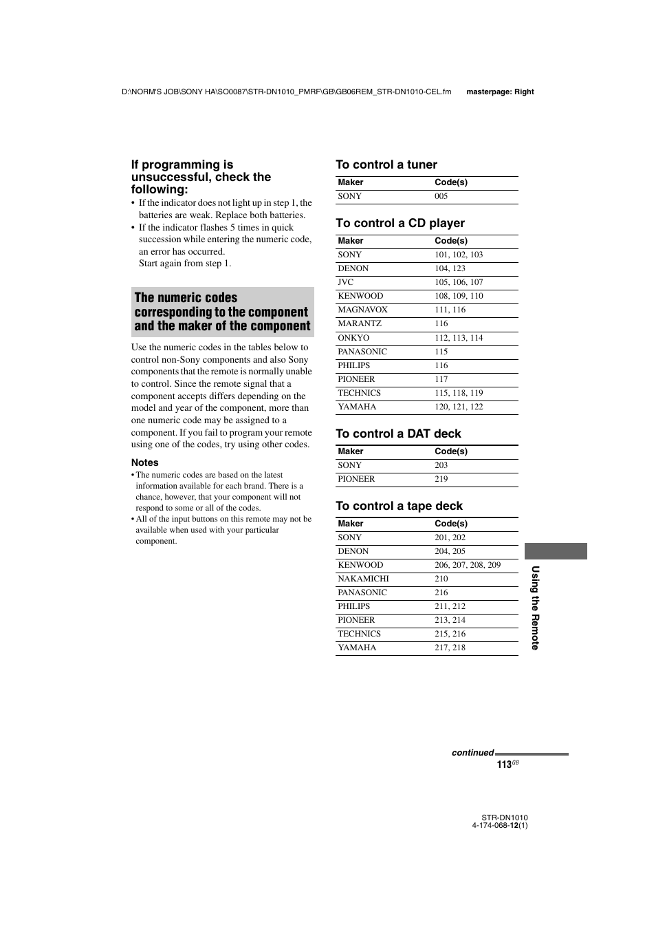 Sony STR-DN1010 User Manual | Page 113 / 136