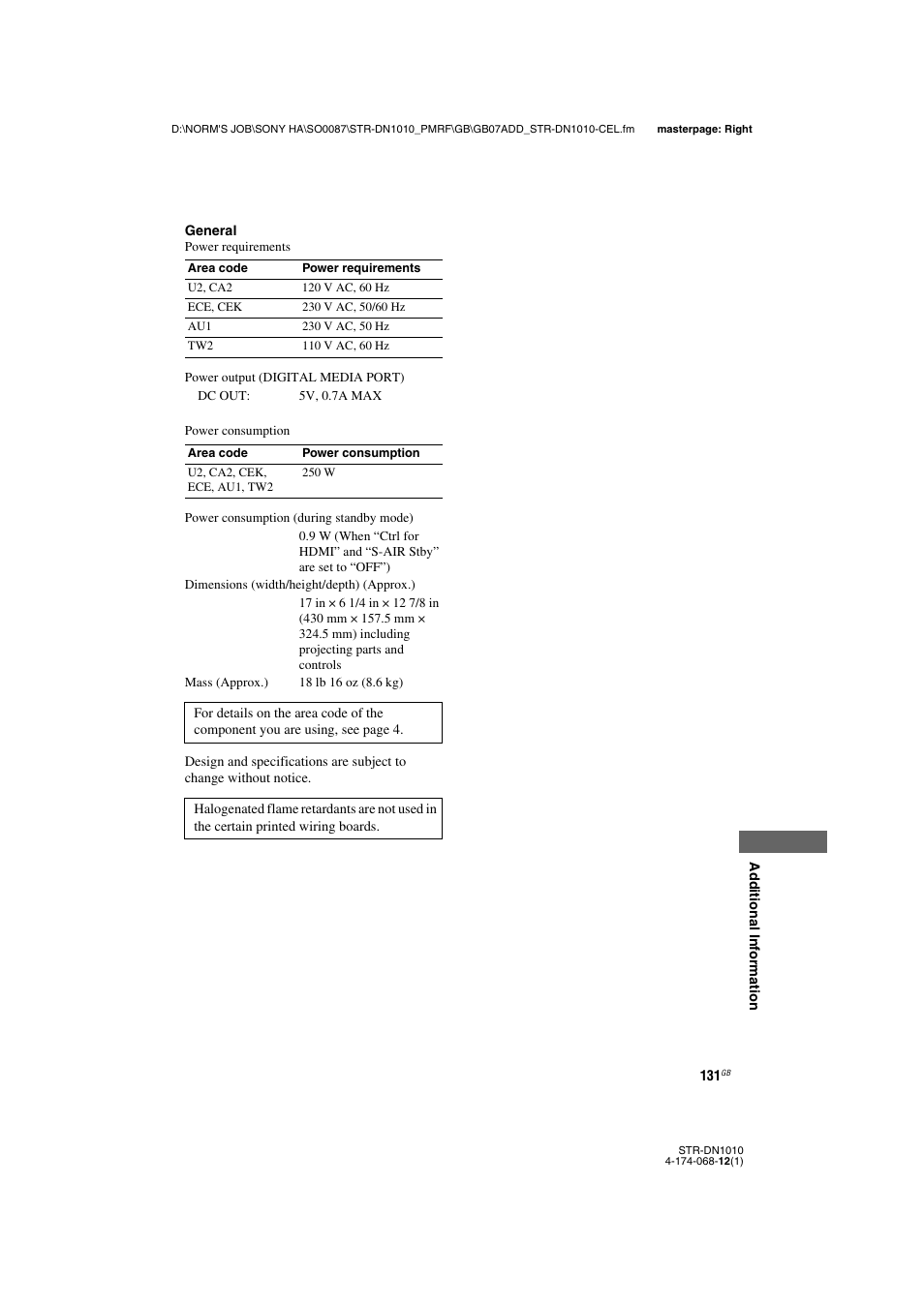 Sony STR-DN1010 User Manual | Page 131 / 136