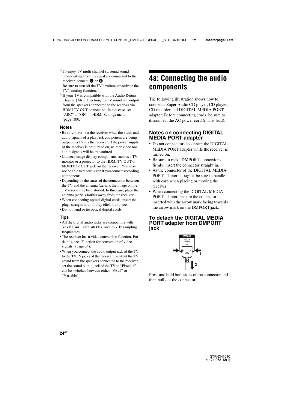 4a: connecting the audio components | Sony STR-DN1010 User Manual | Page 24 / 136