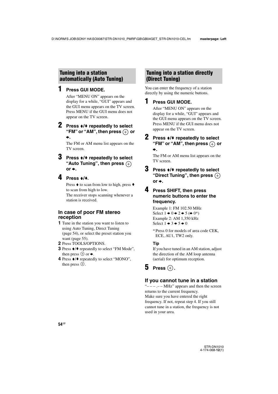 E 54, 1 | Sony STR-DN1010 User Manual | Page 54 / 136
