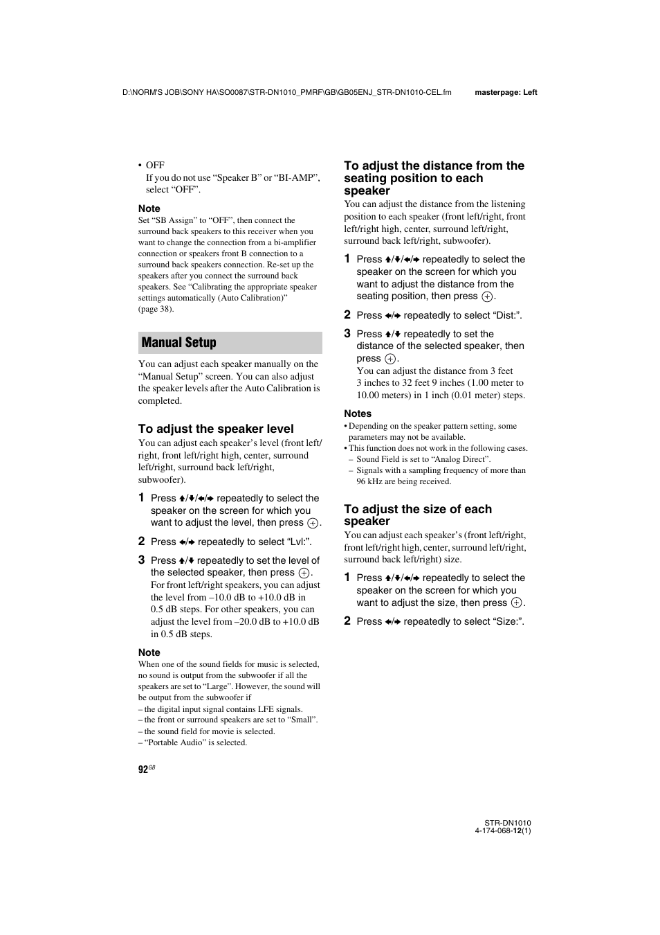 Manual setup | Sony STR-DN1010 User Manual | Page 92 / 136