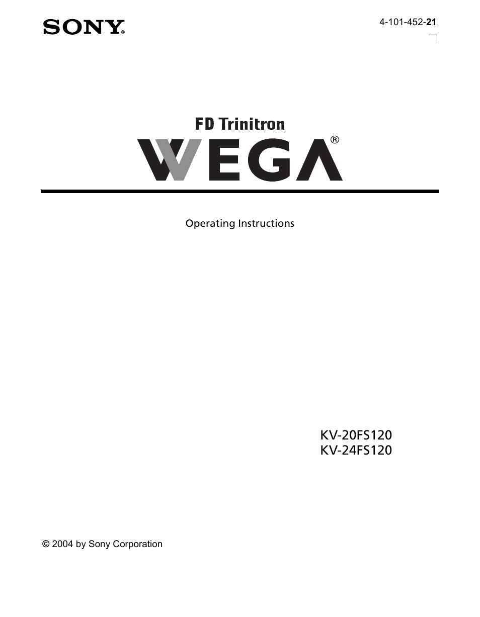 Sony WEGA KV-20FS120 User Manual | 48 pages
