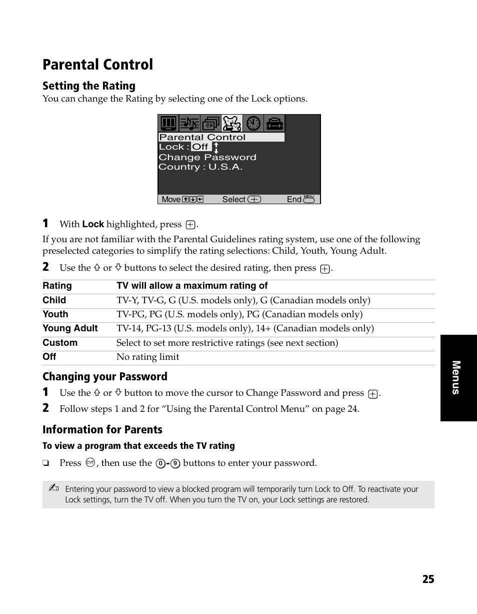 Parental control | Sony WEGA KV-20FS120 User Manual | Page 33 / 48