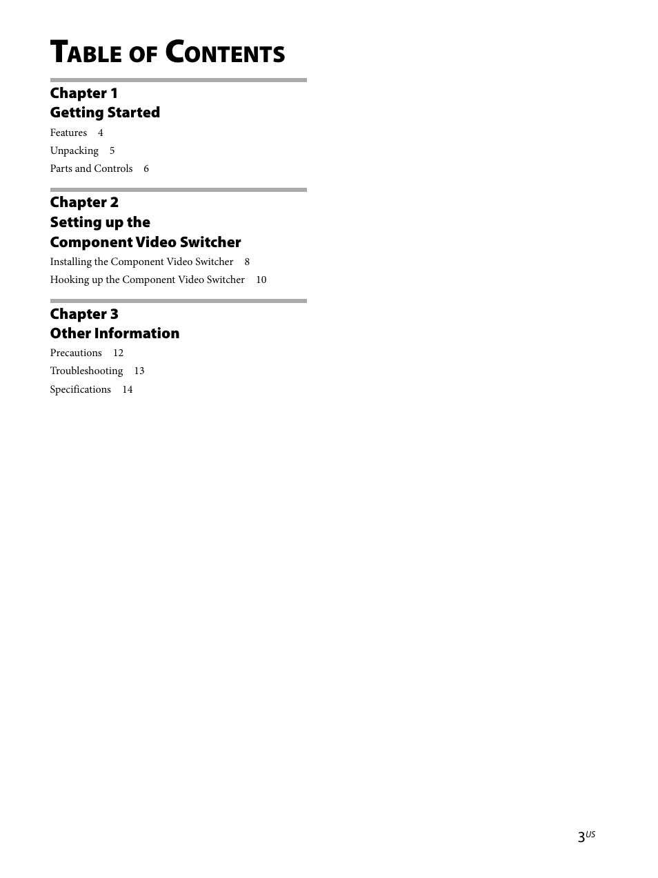 Able, Ontents | Sony CAV-CVS12ES User Manual | Page 3 / 16