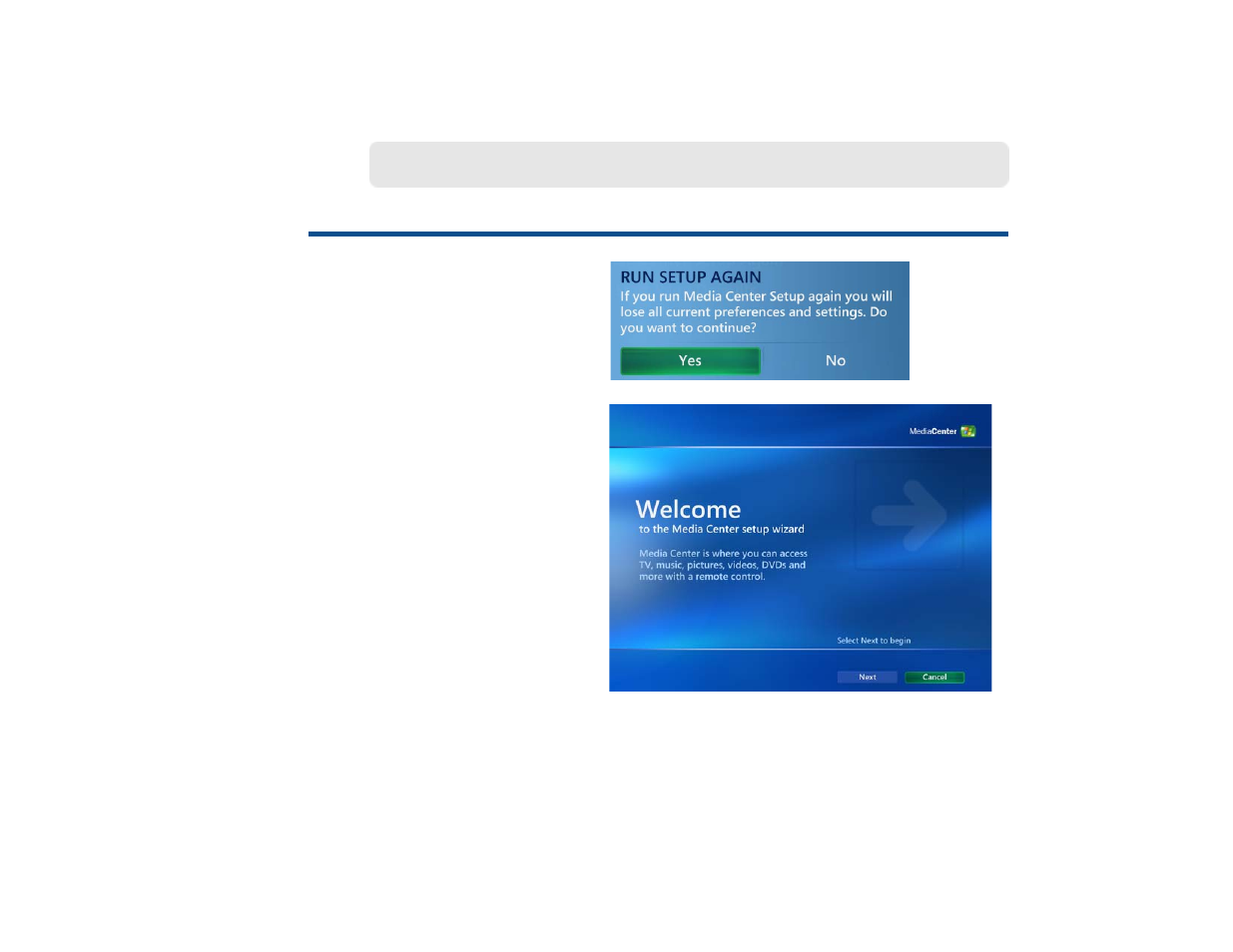 Run media center setup again | Sony VGX-XL1 User Manual | Page 35 / 123