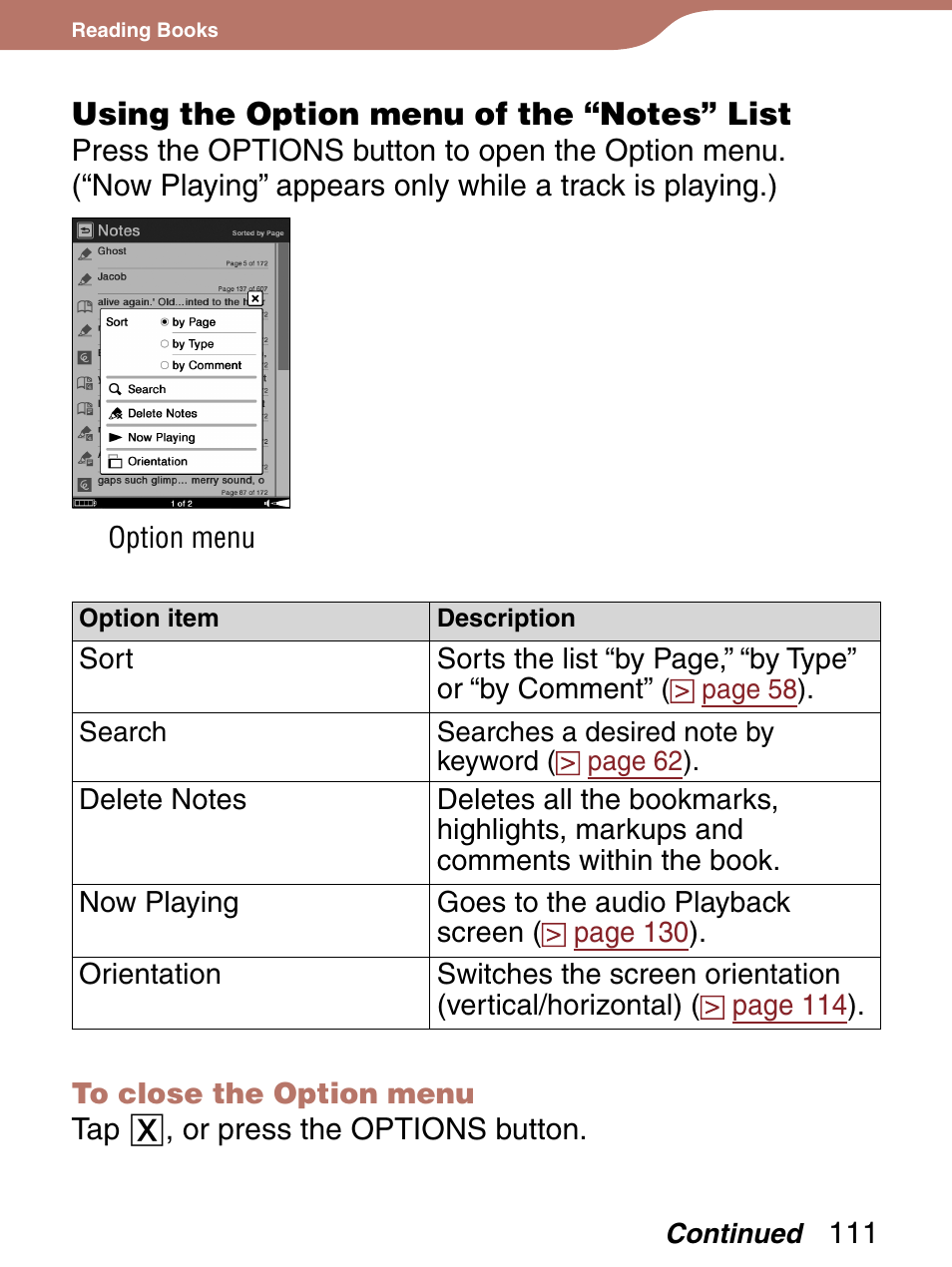 Using the option menu of the “notes” list, Yboard | Sony 4-153-621-13(1) User Manual | Page 111 / 190