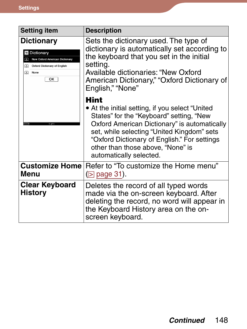 Y time, Setting | Sony 4-153-621-13(1) User Manual | Page 148 / 190