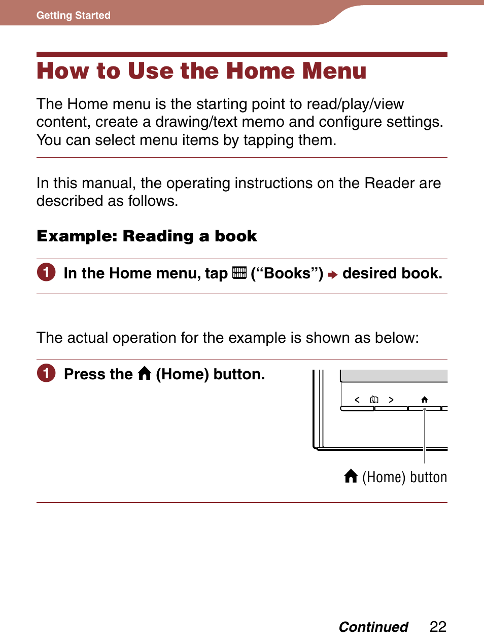 How to use the home menu | Sony 4-153-621-13(1) User Manual | Page 22 / 190