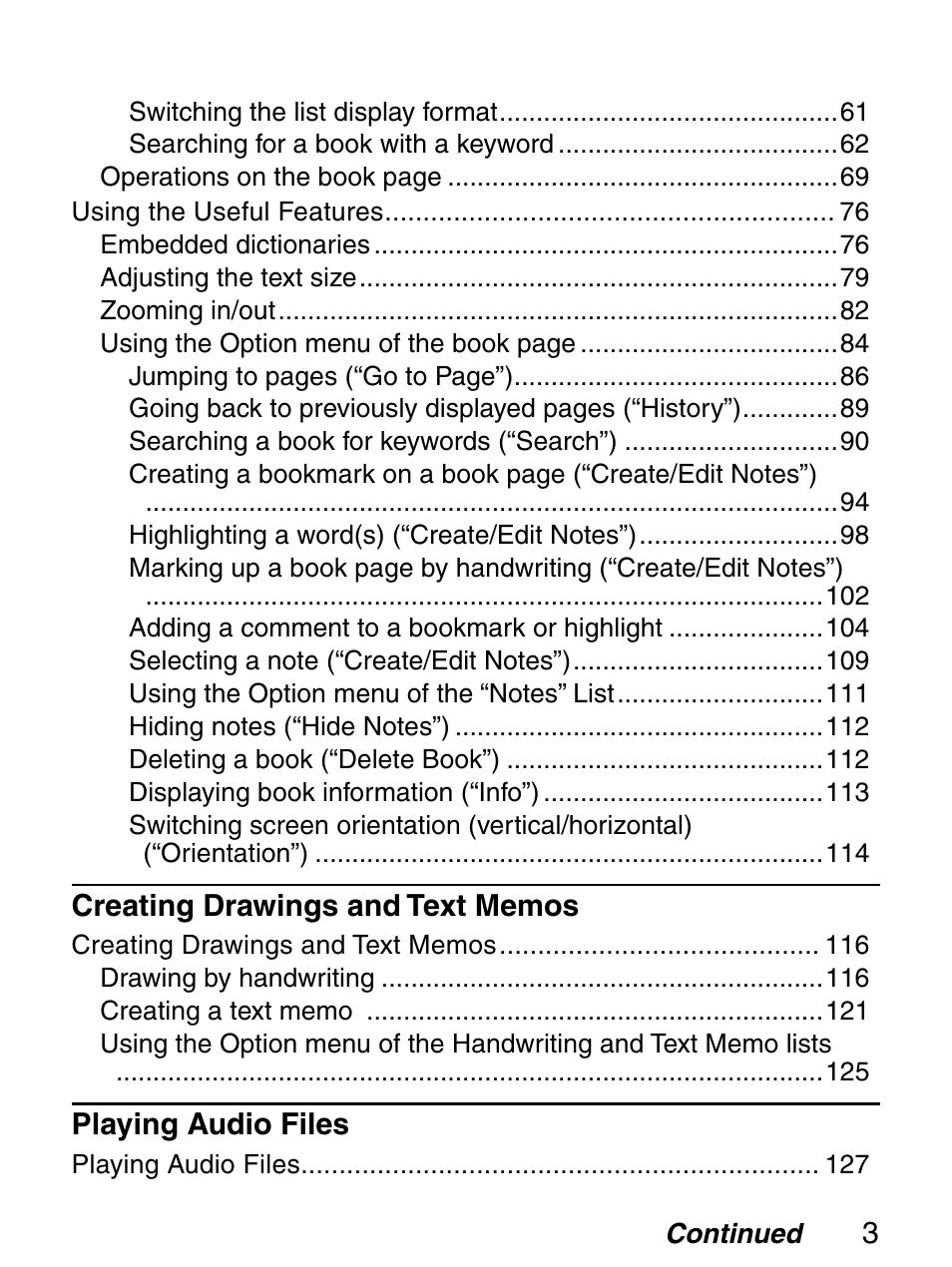 Playing audio files | Sony 4-153-621-13(1) User Manual | Page 3 / 190