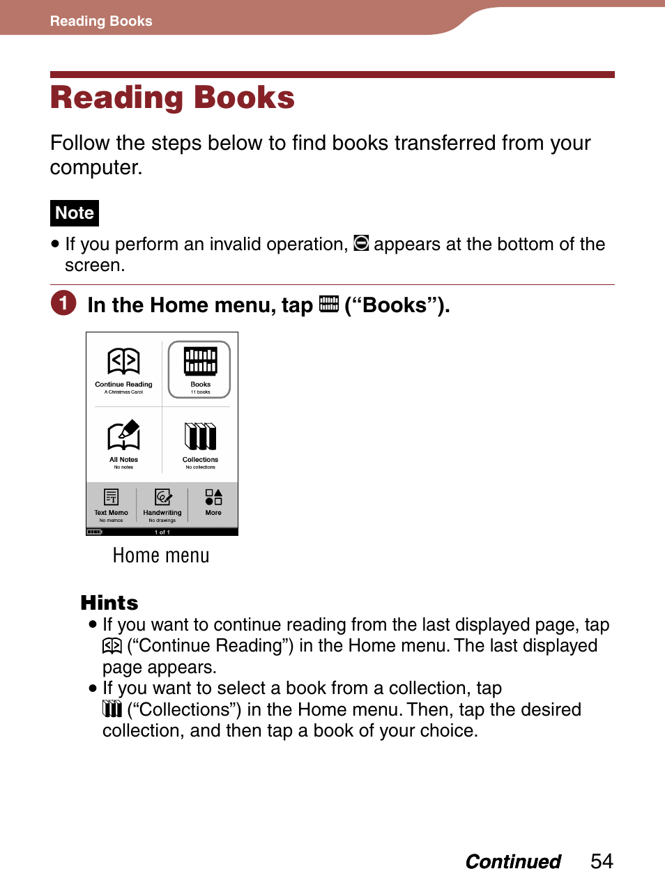 Reading books, List | Sony 4-153-621-13(1) User Manual | Page 54 / 190