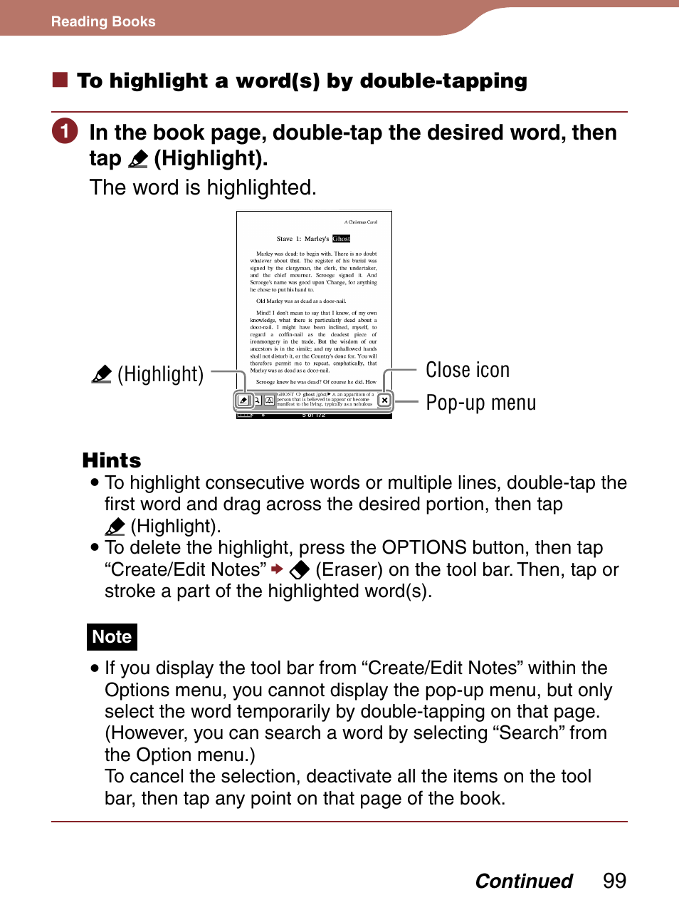 Search, Ou can highlight, Or search the consecutiv | Or delete the highlight | Sony 4-153-621-13(1) User Manual | Page 99 / 190