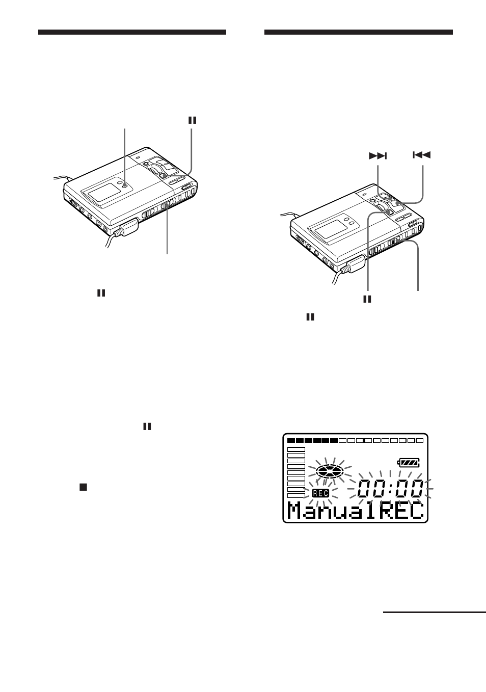 Opname in mono voor dubbele opnameduur, Het opnameniveau manueel instellen | Sony WALKMAN MZ-R50 User Manual | Page 131 / 198