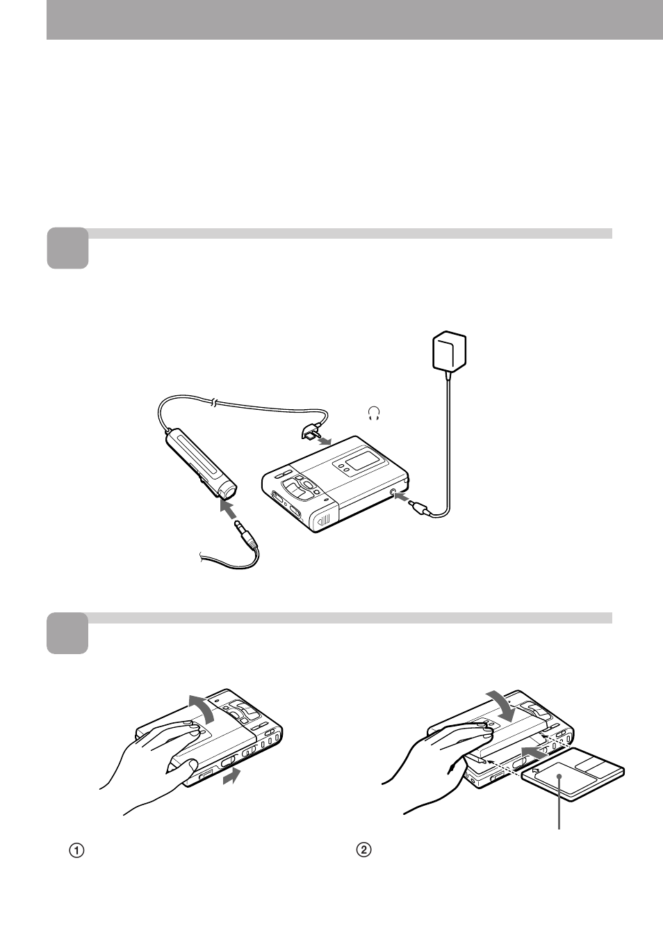 Lecture directe d’un md, Etablissez les connexions. introduisez un md | Sony WALKMAN MZ-R50 User Manual | Page 46 / 198