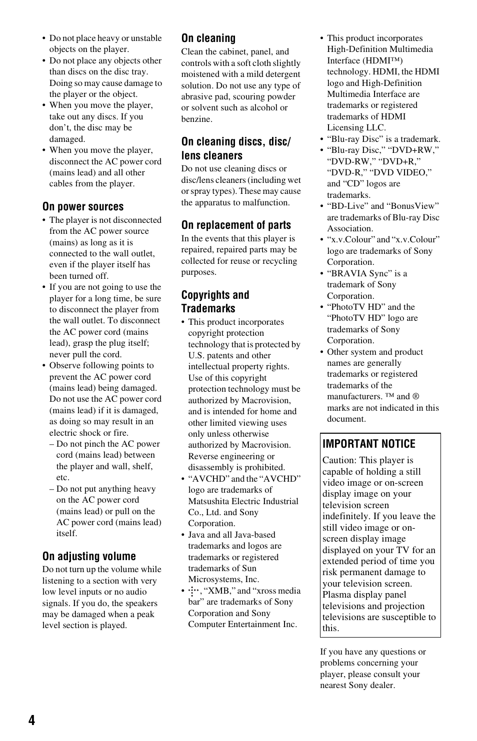 Sony 3-452-779-11(1) User Manual | Page 4 / 75
