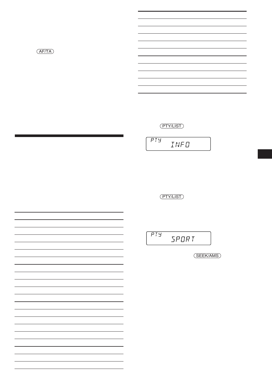 Locating a station by programme type, Info | Sony CDX-C560RDS User Manual | Page 11 / 104