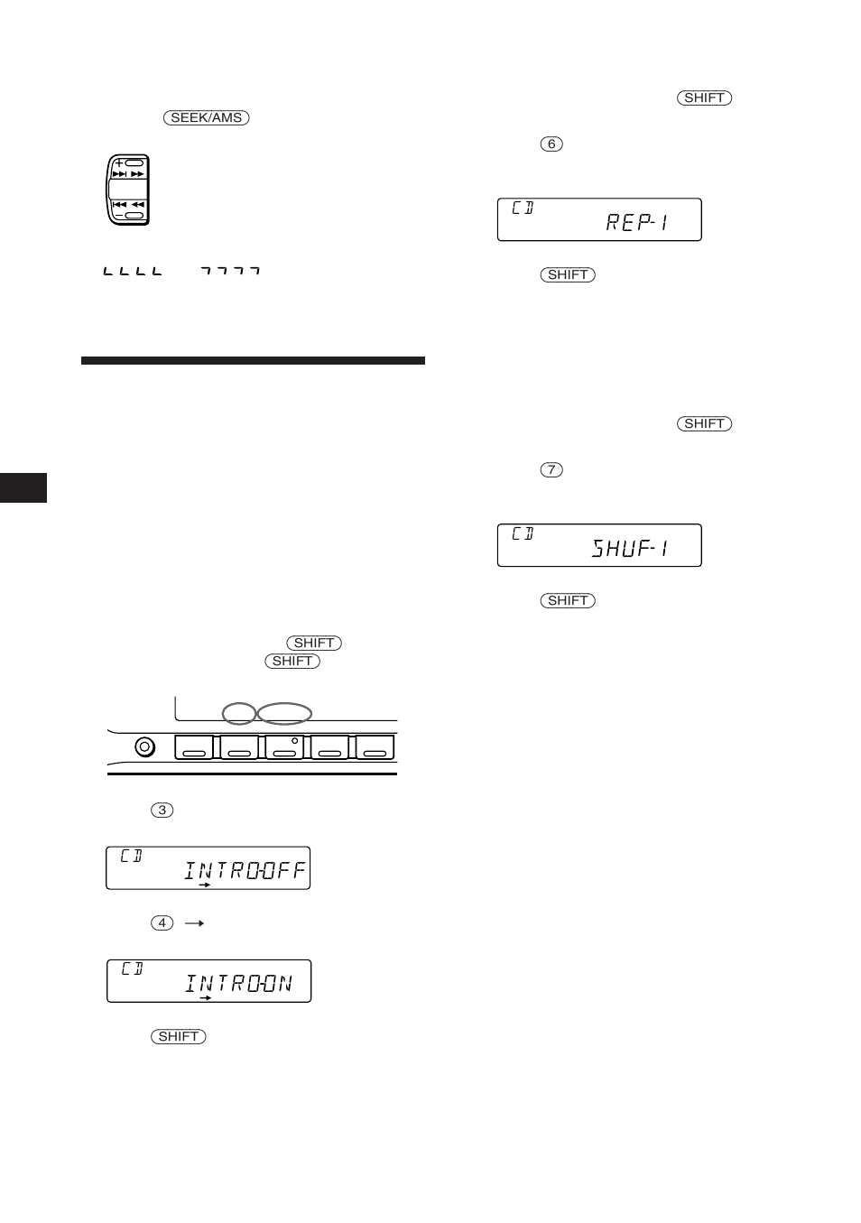 Playing a cd in various modes, Introon, Introoff | Rep1 | Sony CDX-C560RDS User Manual | Page 6 / 104