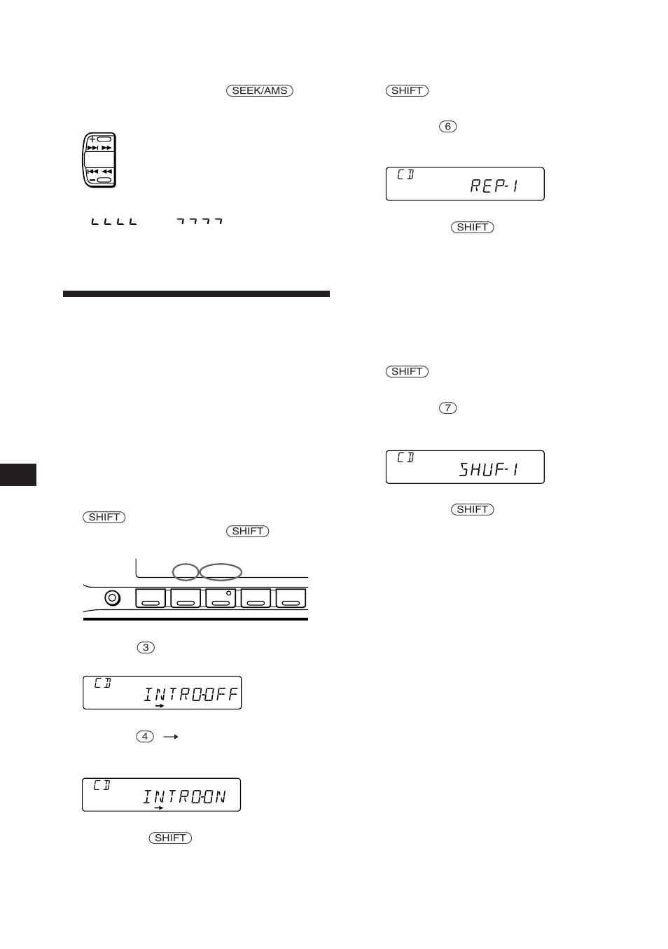 Spela en cd i olika lägen, Introoff, Introon | Rep1 | Sony CDX-C560RDS User Manual | Page 84 / 104