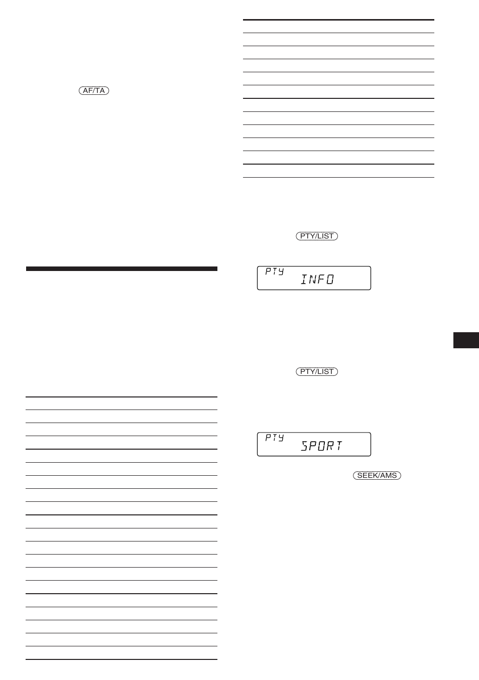 Söka en kanal efter programtyp, Info | Sony CDX-C560RDS User Manual | Page 89 / 104