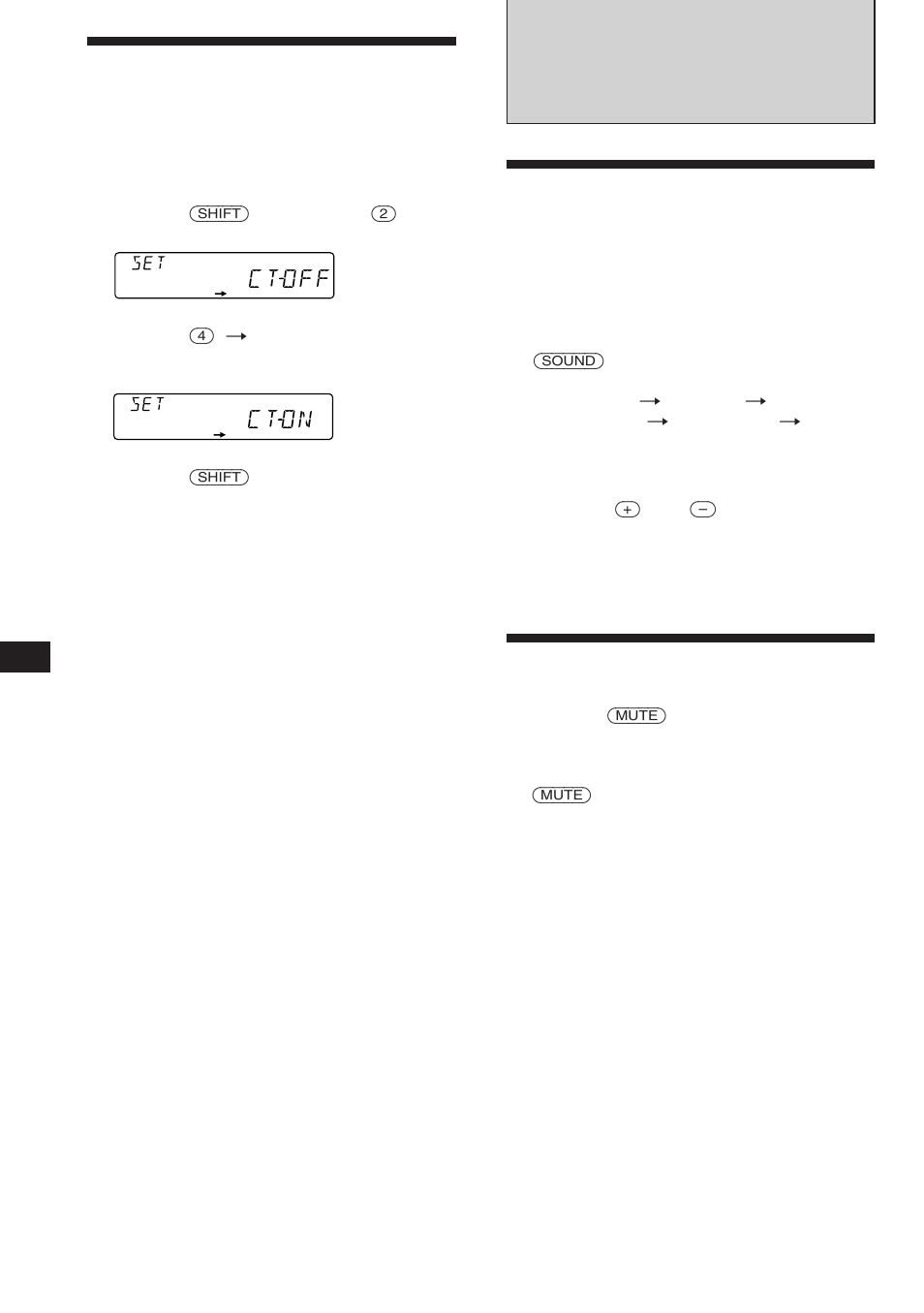 Övriga funktioner, Ställa klockan automatiskt, Ljudjustering | Snabbdämpa ljudet, Ctoff, Cton | Sony CDX-C560RDS User Manual | Page 90 / 104