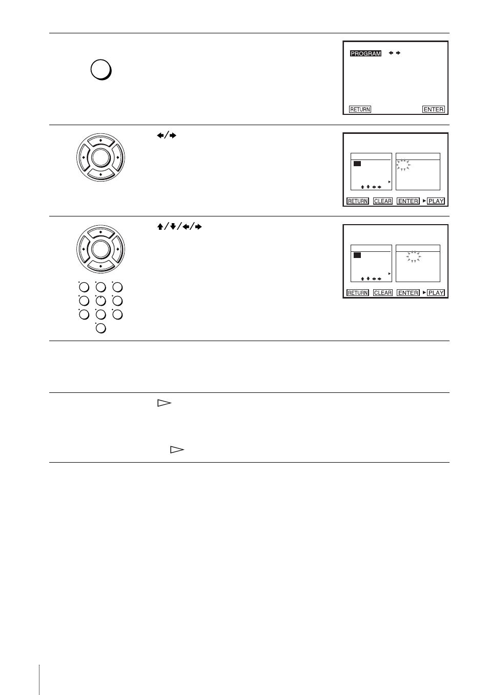 Press program when the dvd player is in stop mode, Press b/b to select “program,” then press enter, Follow step 3 for new programming | Sony SLV-D900E User Manual | Page 74 / 116