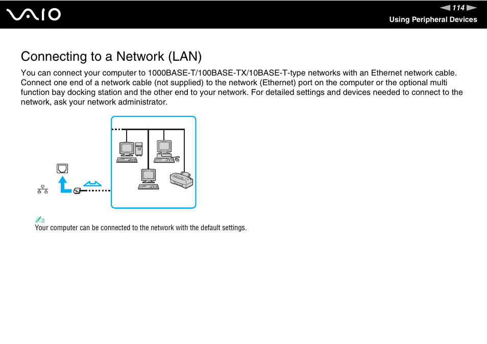 Connecting to a network (lan) | Sony VGN-BX600 User Manual | Page 114 / 236