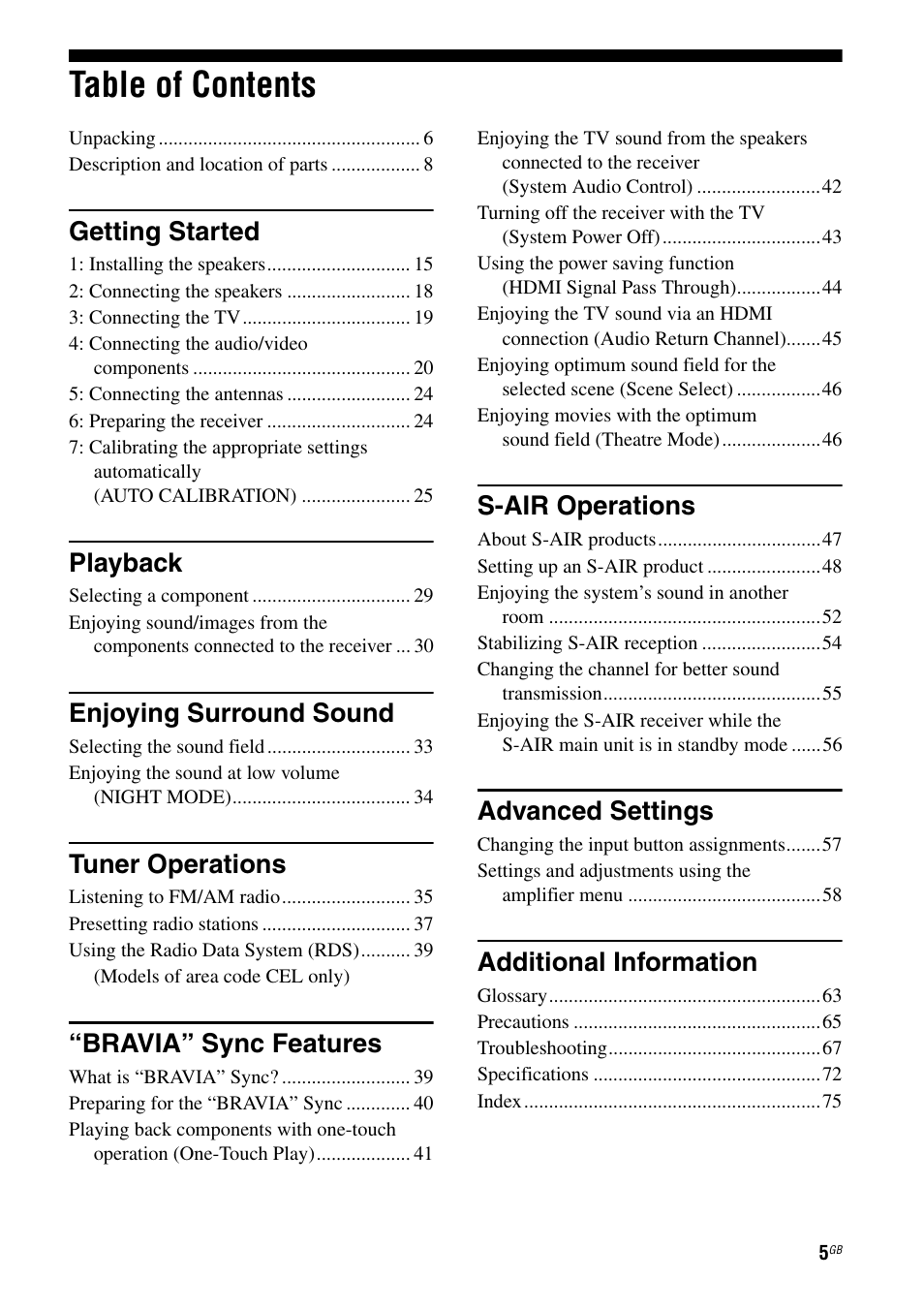 Sony HTSS370 User Manual | Page 5 / 76