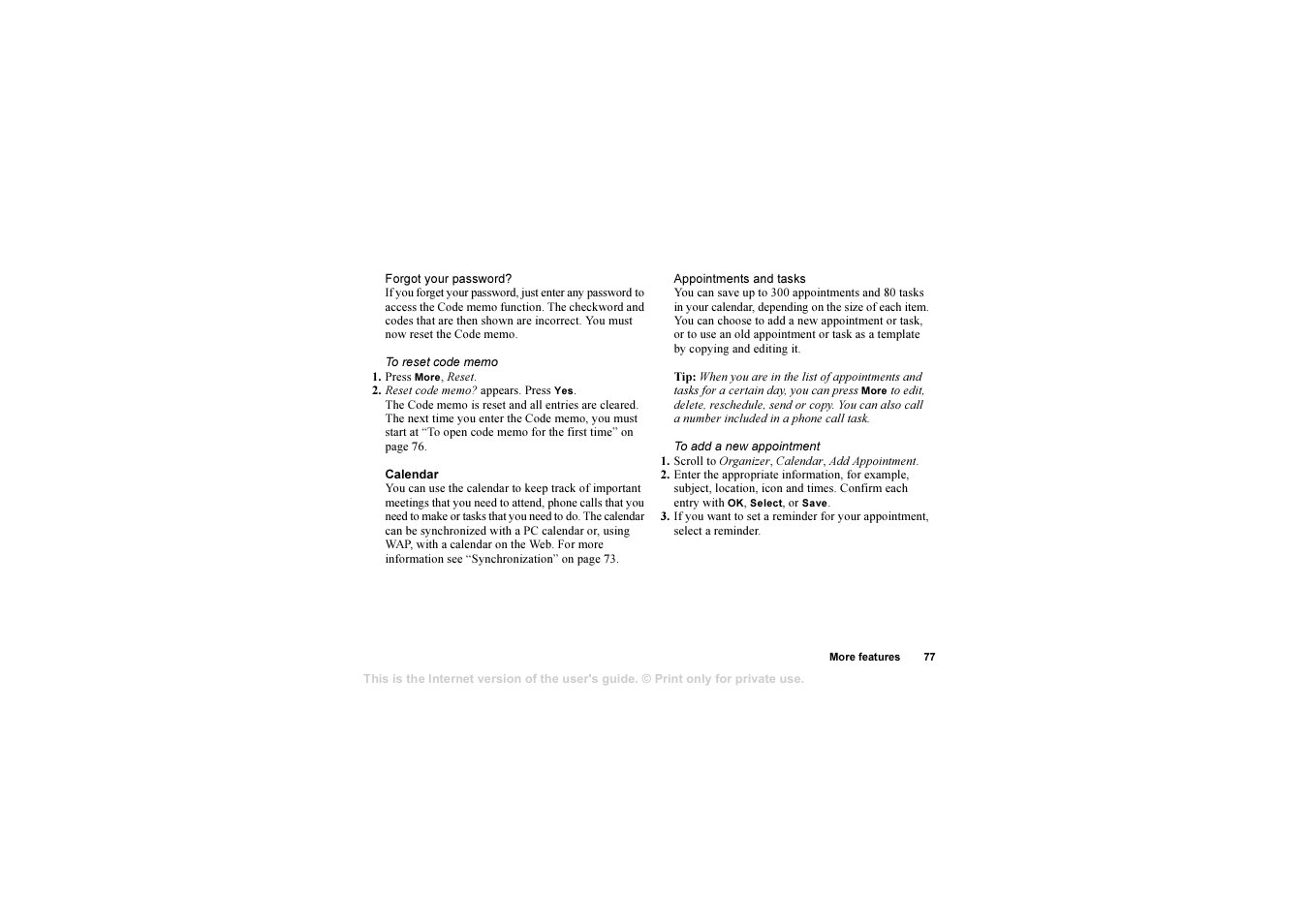 Sony T630 User Manual | Page 77 / 103