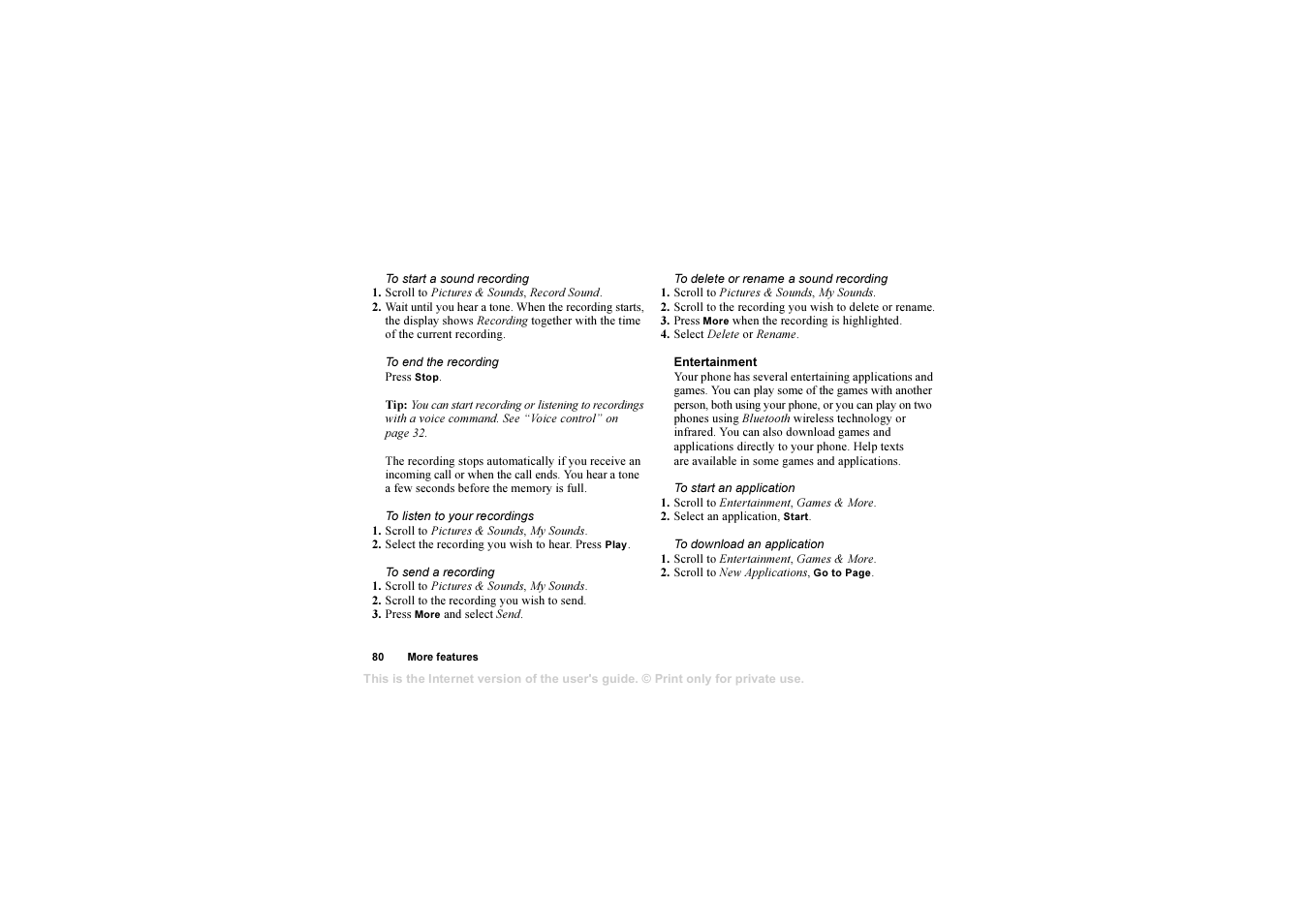 Sony T630 User Manual | Page 80 / 103