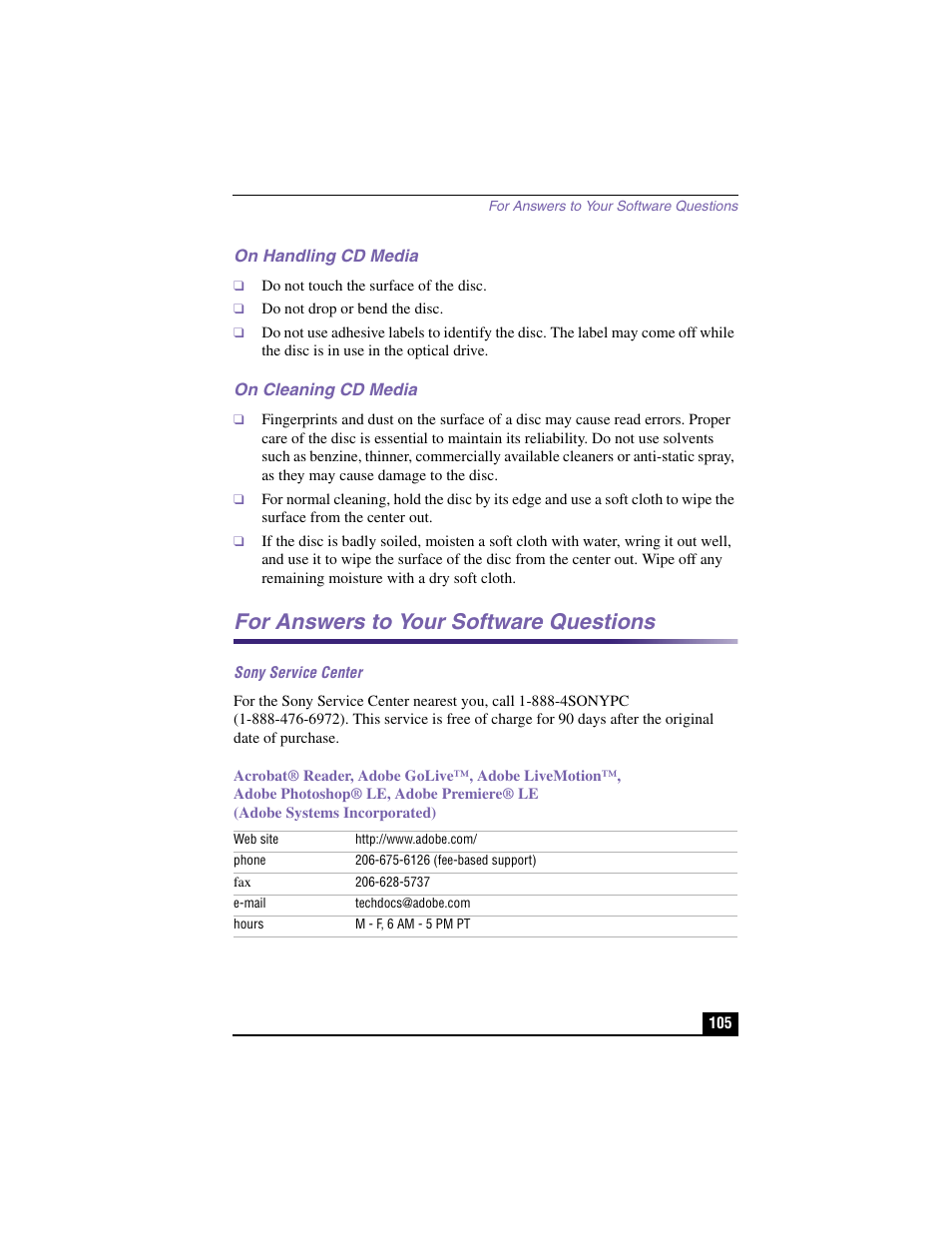 For answers to your software questions | Sony PCV-LX900 User Manual | Page 105 / 116