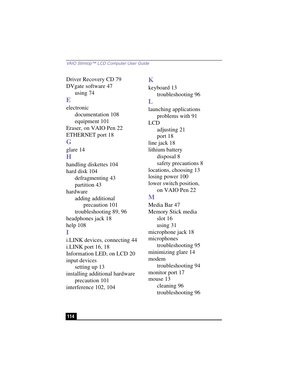 Sony PCV-LX900 User Manual | Page 114 / 116