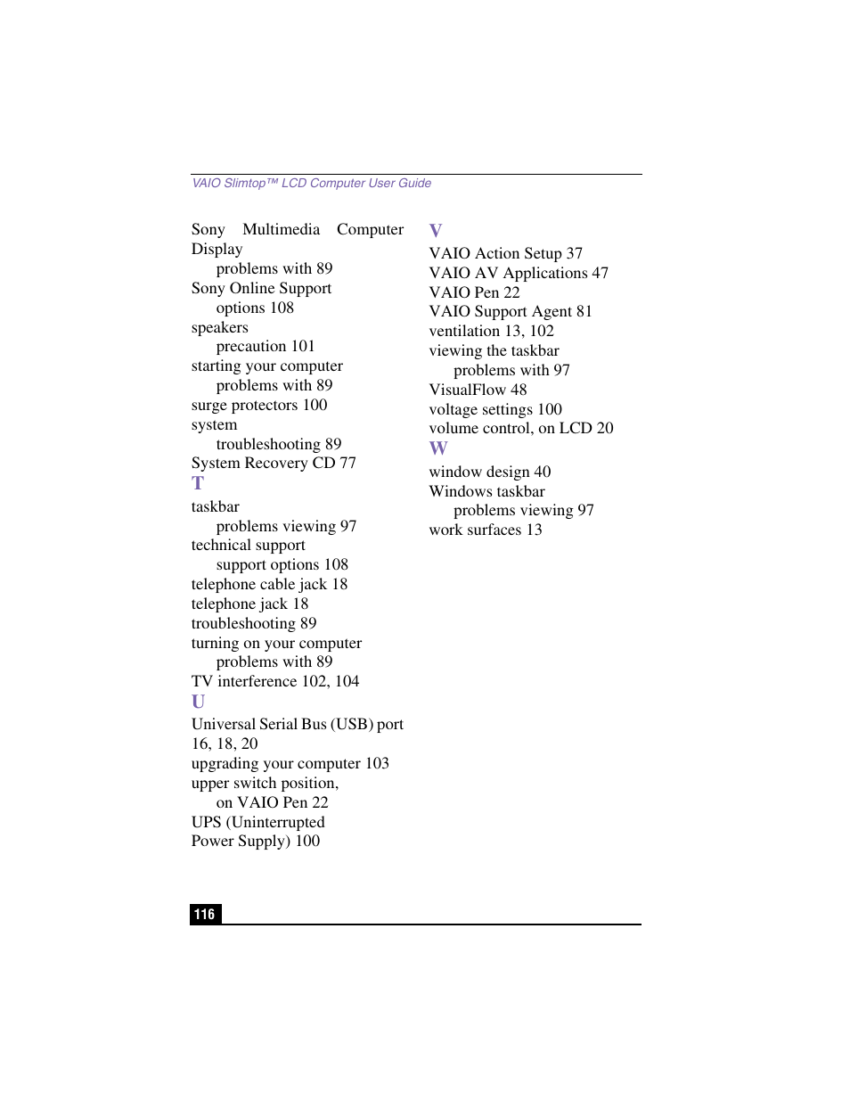 Sony PCV-LX900 User Manual | Page 116 / 116