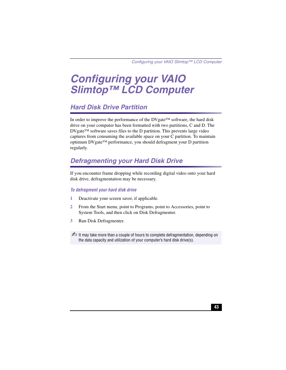 Configuring your vaio, Slimtop™ lcd computer | Sony PCV-LX900 User Manual | Page 43 / 116