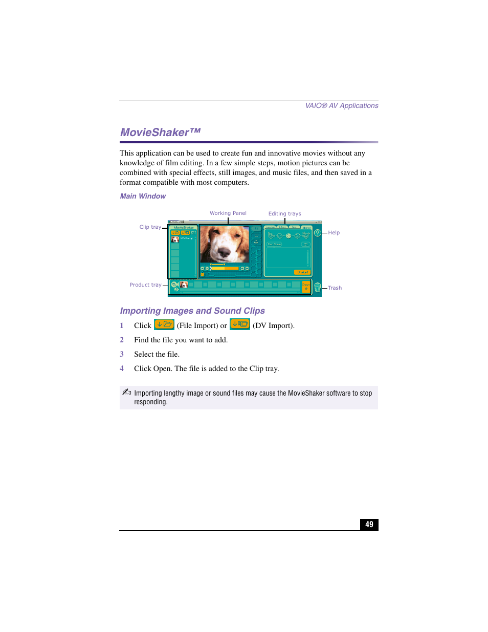 Movieshaker | Sony PCV-LX900 User Manual | Page 49 / 116