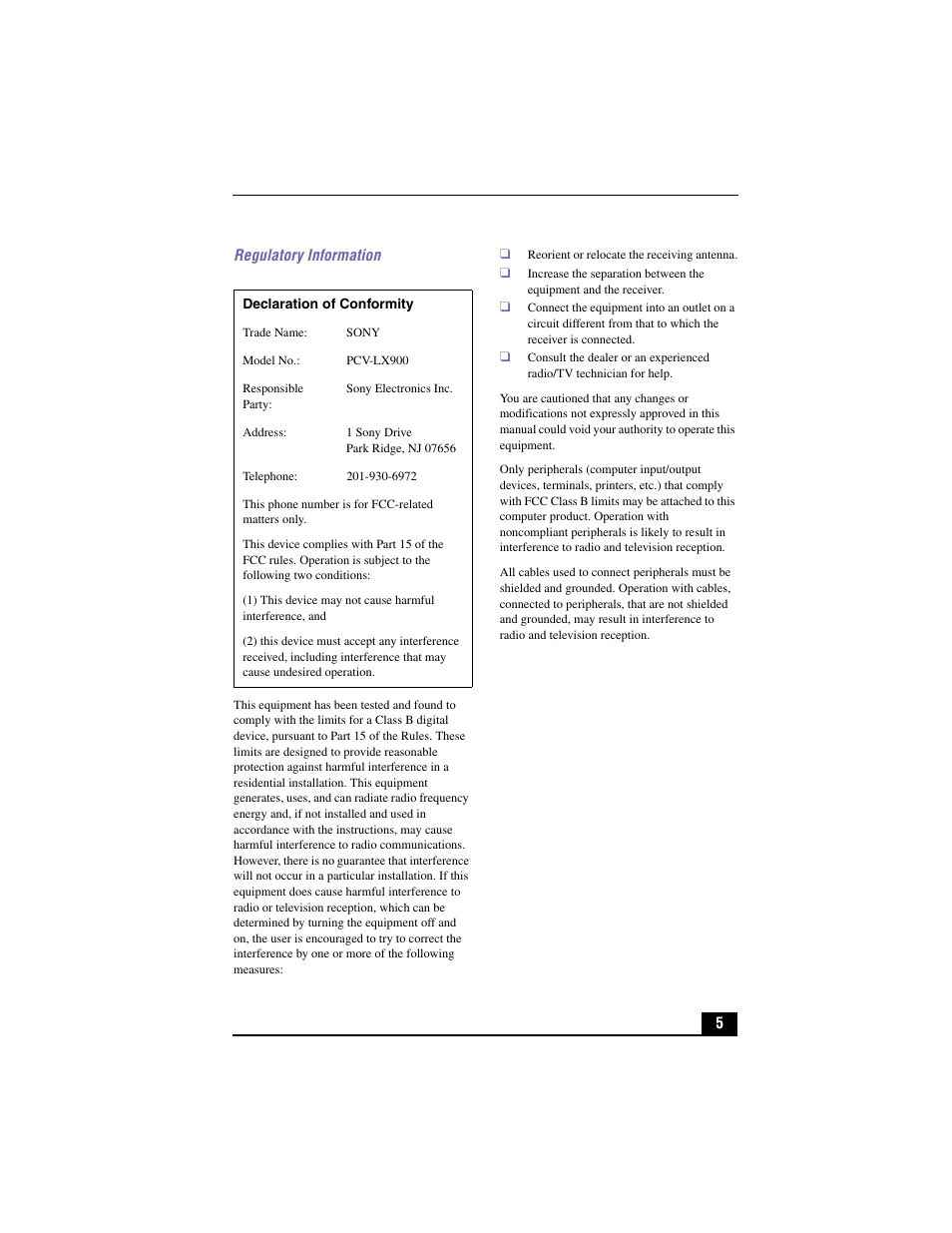 Sony PCV-LX900 User Manual | Page 5 / 116