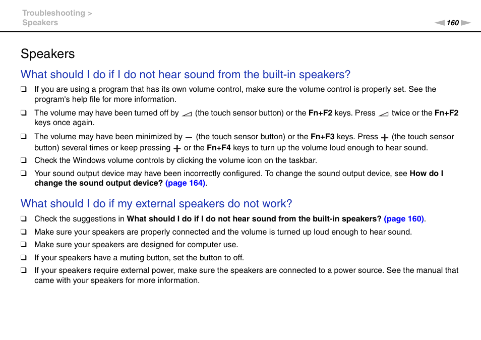 Speakers | Sony VAIO VGN-CS User Manual | Page 160 / 171