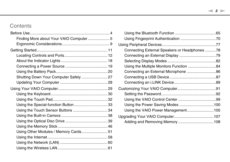 Sony VAIO VGN-CS User Manual | Page 2 / 171