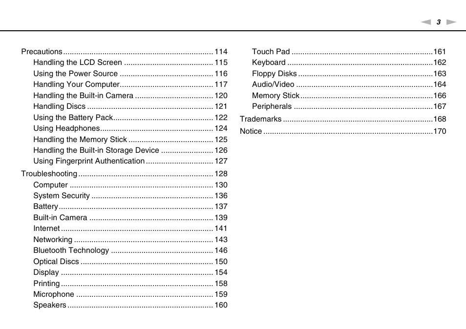 Sony VAIO VGN-CS User Manual | Page 3 / 171