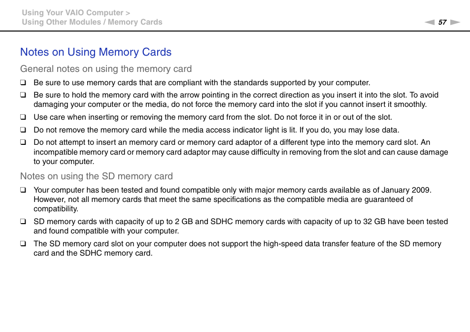 Sony VAIO VGN-CS User Manual | Page 57 / 171