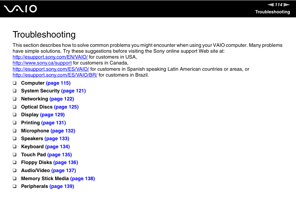 Troubleshooting | Sony VGX-TP1 User Manual | Page 114 / 154