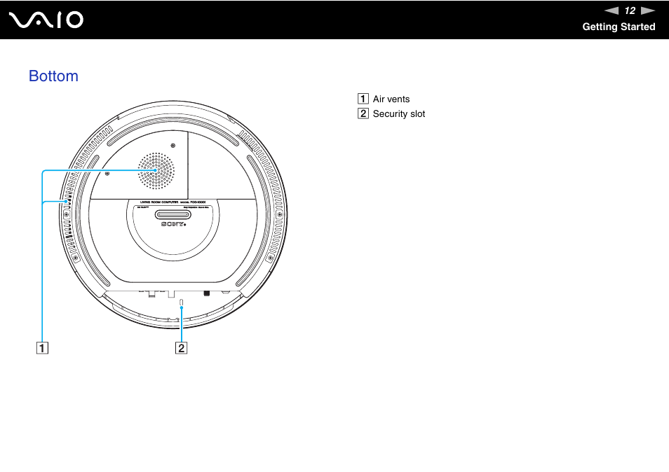Bottom | Sony VGX-TP1 User Manual | Page 12 / 154