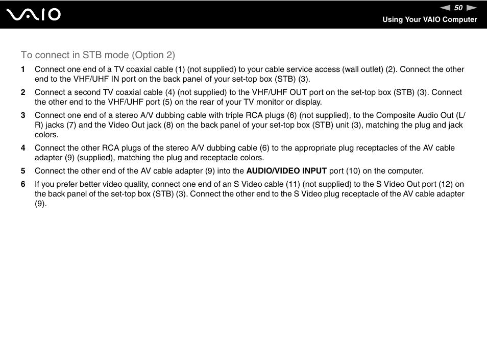 Sony VGX-TP1 User Manual | Page 50 / 154